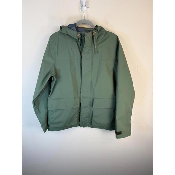 J.Crew Brunswick Rain Jacket Men’s Medium Green Hooded Water Resistant